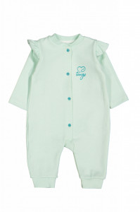 Salopeta cu maneca lunga si volanas nou nascut VERDE, Tongs baby - Img 2