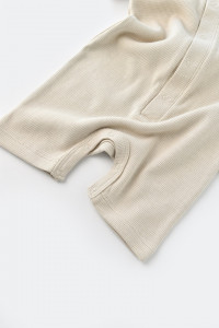 Salopeta cu pantaloni scurti - 100% bumbac organic - Stone, BabyCosy - Img 3