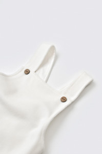 Salopeta Velvet cu bretele din 80%bumbac organic si 20% poliester - Ecru, BabyCosy - Img 2