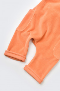 Salopeta Velvet cu bretele din 80%bumbac organic si 20% poliester - Portocaliu, BabyCosy - Img 4