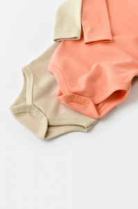 Set 2 body-uri cu maneca lunga bebe unisex -100% bumbac organic - Roz/Crem, BabyCosy - Img 5