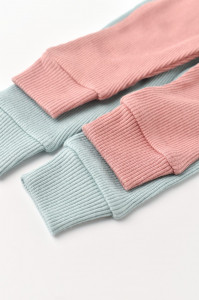 Set 2 pantaloni bebe unisex din bumbac organic si modal - Mint/Rose, BabyCosy - Img 8