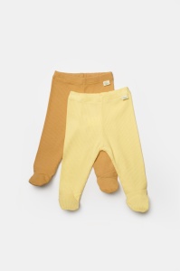 Set 2 pantaloni Bamboo, galben, BabyCosy, 50%bumbac+50% bambus