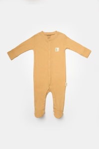 Set 2 salopete lungi Bamboo, galben, BabyCosy, 50%bumbac+50% bambus
