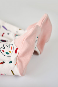 Set 2 salopetele cu maneca lunga si panataloni cu botosei si fermoar - 100%bumbac organic - Portocaliu si Pudra, Baby Cosy