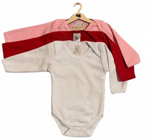 Set 3 body-uri din bumbac cu maneca lunga color mix 1 Drool