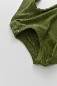 Set 3 piese: body cu maneca lunga, pantaloni lungi si caciulita din bumbac organic si modal - Verde, BabyCosy - Img 6