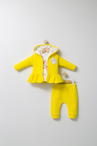 Set 3 piese: pantaloni, bluzita si hainuta cu gluga eleganta pentru bebelusi Crazy Penguins, Tongs baby - Img 2