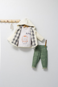 Set 3 piese: pantaloni, bluzita si hainuta pentru bebelusi KING, Tongs baby - Img 3