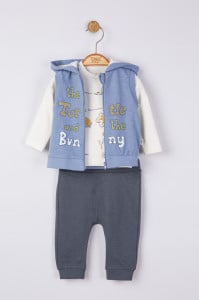 Set 3 piese: pantaloni, bluzita si vestuta pentru bebelusi, Tongs baby - Img 3