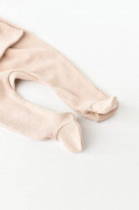 Set 4 piese: bluza, pantaloni, caciulita si manusi din bumbac organic si modal - Blush, BabyCosy - Img 7
