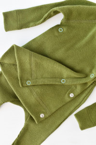 Set 4 piese: bluza, pantaloni, caciulita si manusi din bumbac organic si modal - Verde, BabyCosy - Img 4