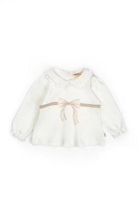 Set bluză cu volănaș și pantalonași, Bow, BabyCosy, 100%bumbac organic - Img 4