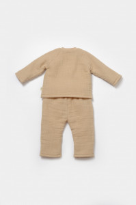 Set bluza dublata si pantaloni, Winter muselin, 100% bumbac - Apricot, BabyCosy