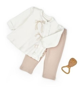 Set bluză și pantalonași, Bow, BabyCosy, 100%bumbac organic - Img 2