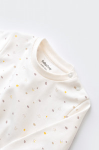 Set bluzita cu maneca lunga si pantaloni lungi - bumbac organic 100% - Ecru cu buline, BabyCosy - Img 7