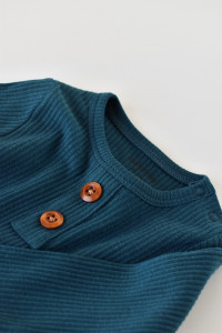 Set bluzita cu maneca lunga si pantaloni lungi din bumbac organic si modal - Bleumarin BabyCosy - Img 5
