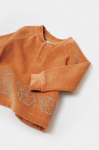 Set bluzita si pantaloni Elefant, 80%bumbac organic si 20% poliester - Caramiziu, BabyCosy