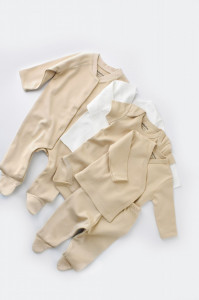 Set de 10 piese pentru nou nascut - 100% bumbac organic - Crem, BabyCosy - Img 10