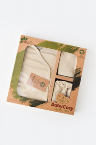 Set de 5 piese pentru nou nascut - 100% bumbac organic - Crem, BabyCosy - Img 2