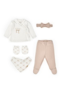 Set de 5 piese pentru nou nascut, Bow, stone, BabyCosy - Img 3