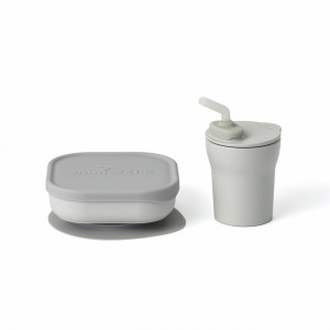 Set diversificare hrana bebelusi Miniware Sip&Snack, 100% din materiale naturale biodegradabile, 3 piese, Grey