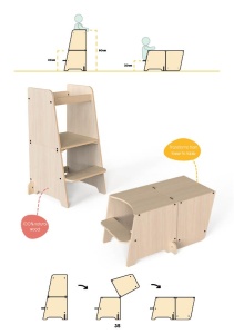 Turn de invatare multifunctional Kule Bend, Natur, MamaToyz