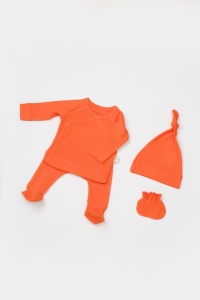 Cutie 4 piese pentru nou nascut - 100% bumbac organic - Portocaliu, BabyCosy