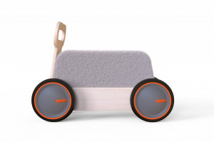 Masinuta ride-on, premergator si carucior de jucarii MamaToyz DriveMe Soft, Vacuta - Jucarie din lemn 3 in 1 - Img 3