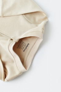 Salopeta cu fermoar cu maneca lunga si pantaloni lungi - 100%bumbac organic - Crem, BabyCosy - Img 4