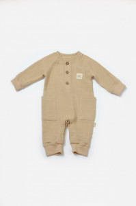 Salopeta cu nasturei, Winter muselin, 100% bumbac - Apricot, BabyCosy