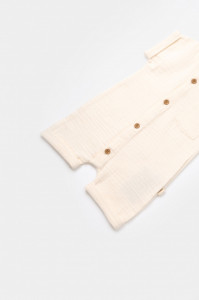 Salopeta de vara din muselina, BabyCosy, 100% bumbac organic, ecru