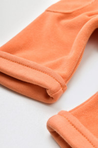 Salopeta Velvet cu bretele din 80%bumbac organic si 20% poliester - Portocaliu, BabyCosy - Img 5