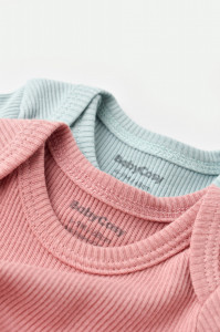 Set 2 body-uri bebe unisex din bumbac organic si modal - Mint/Rose, BabyCosy - Img 4