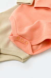 Set 2 body-uri cu maneca lunga bebe unisex -100% bumbac organic - Roz/Crem, BabyCosy - Img 6