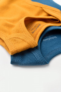 Set 2 body-uri fara maneci bebe unisex din bumbac organic si modal - Bleumarin/Sofran, BabyCosy - Img 3