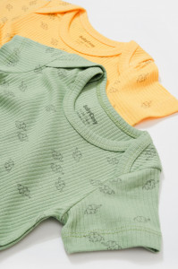 Set 2 body-uri Printed, BabyCosy, 50% modal+50% bumbac, Lamaie/Verde