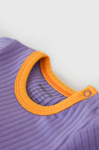 Set 2 body-uri Ribana Bebe Unisex din bumbac organic si 5%elastan - Galben/Mov BabyCosy - Img 9
