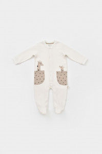 Set 2 salopete cu buzunare Girafa, Baby Cosy, 100% bumbac organic