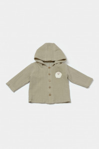 Set bluza cu gluga si pantaloni, Winter muselin, 100% bumbac - Verde, BabyCosy