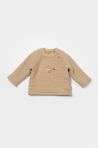 Set bluza dublata si pantaloni, Winter muselin, 100% bumbac - Apricot, BabyCosy