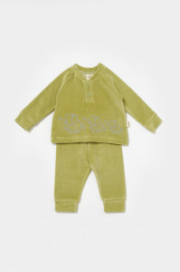 Set bluzita si pantaloni Elefant, 80%bumbac organic si 20% poliester - Verde, BabyCosy