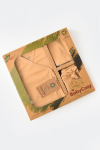 Set de 10 piese pentru nou nascut - 100% bumbac organic - Mustar, BabyCosy - Img 2