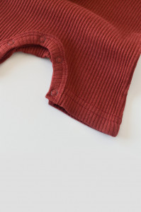 Set de 2 salopetele cu maneca scurta din bumbac organic si modal - Caramiziu/ Sofran BabyCosy - Img 6