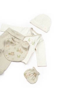 Set de 5 piese pentru nou nascut, 100% bumbac organic, Rabbit, BabyCosy
