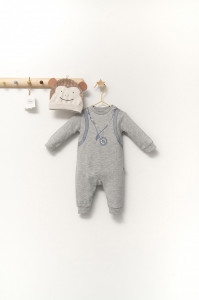 Set salopeta cu caciulita cu urechiuse pentru bebelusi Ursulet, Tongs baby - Img 2