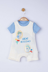 Set salopeta cu tricou Great detectives pentru bebelusi, Tongs baby - Img 3