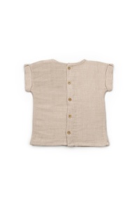 Set tricou maro cu pantaloni scurti TeddyBear, 100% bumbac organic, BabyCosy