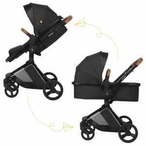 Carucior transformabil 2 in 1 Skiddou Nasjo Onyx, Negru - Img 5