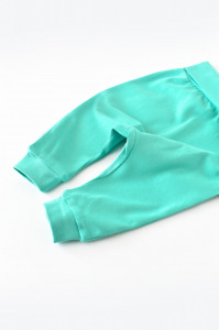 Pantaloni Bebe Unisex din bumbac organic Turcoaz BabyCosy - Img 4